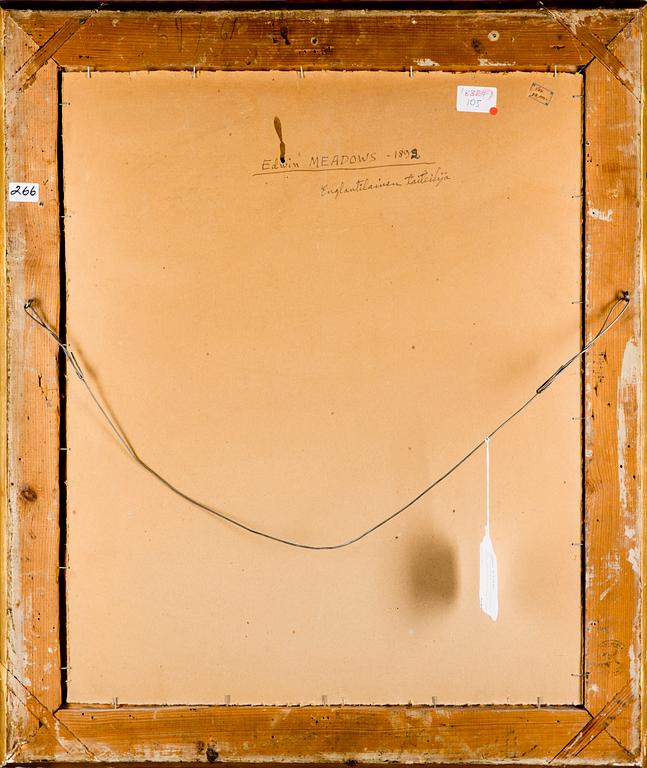 EDWIN L. MEADOWS (act. 1854-1905), öljy kankaalle, liimattu levylle, signeerattu ja päivätty 1892.