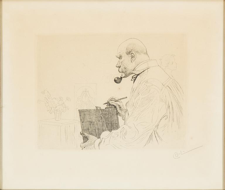 CARL LARSSON, etching, 1912, signed with monogram in pencil.