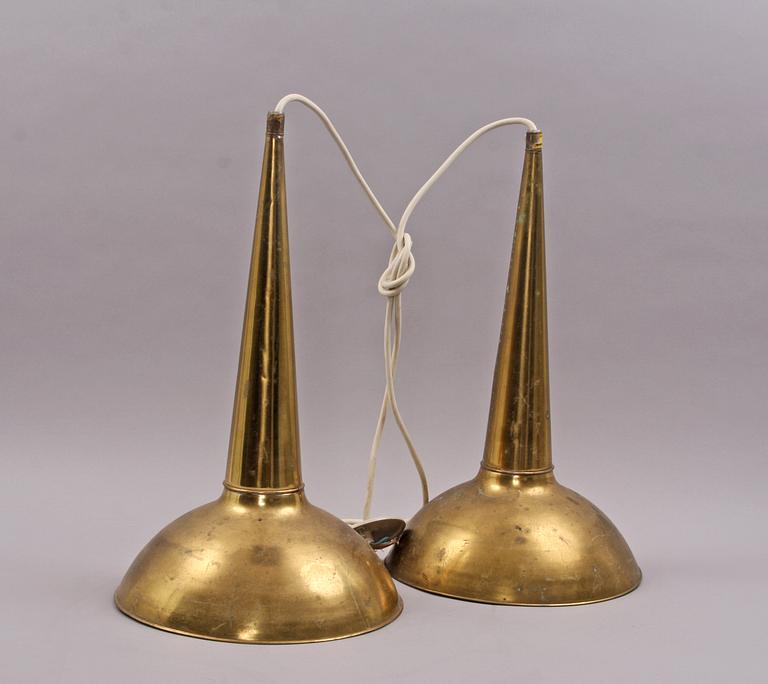 TAKLAMPA, mässing, Danmark. H 39.