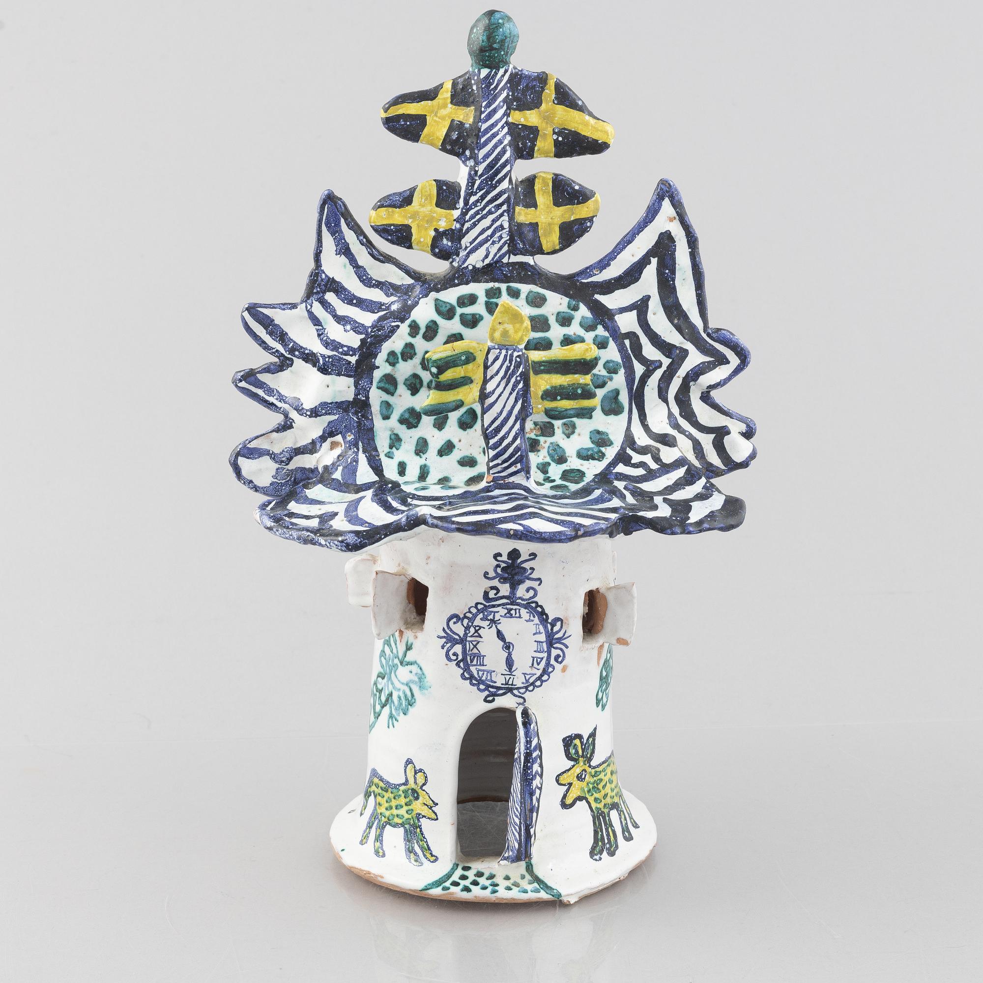 Ulrica Hydman-Vallien, unik skulptur, glaserat lergods, proveniens Sven Lundh.