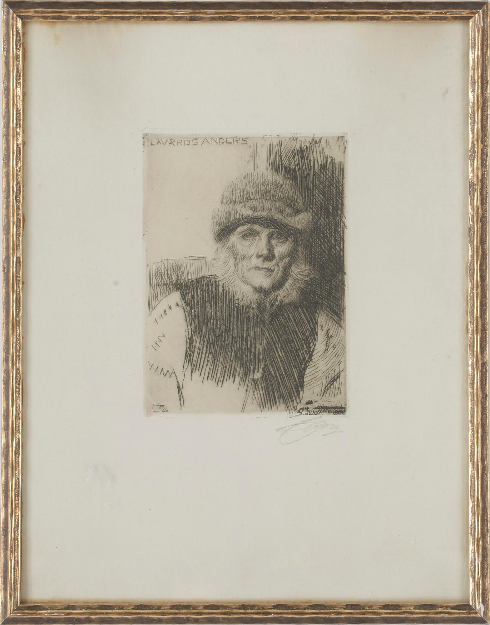 ANDERS ZORN, etsning, signerad med blyerts. Utförd 1919.