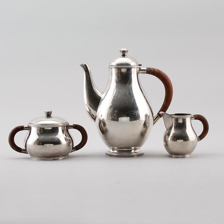 KAFFESERVIS, 3 delar, silver, NSK, 1948. Vikt ca 938 gram.