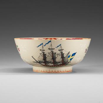 1555. A famille rose 'European Subject' punch bowl, Qing dynasty, Qianlong (1736-95).