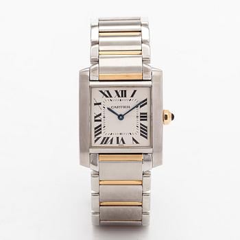 Cartier, Tank, Francaise, rannekello, 25 x 22 (30) mm.