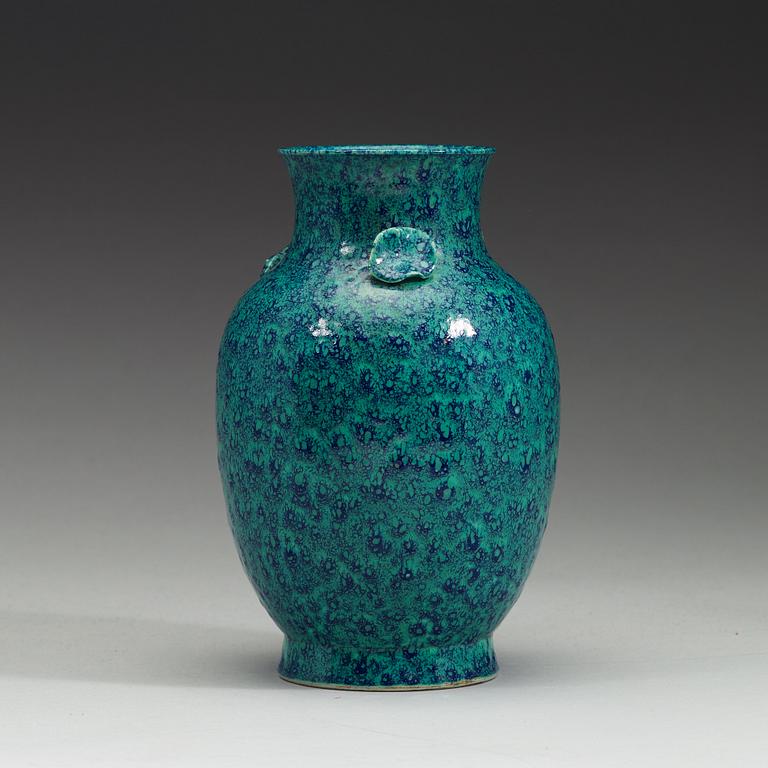 A robin's egg glazed vase, Qing dynasty, late 19th century.