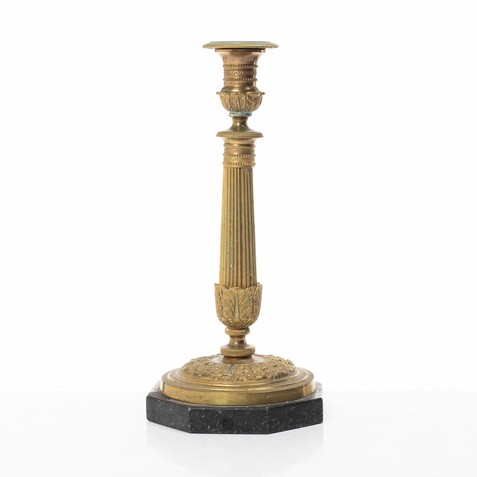 Candle holder, Empire style, R.G Johansson Metal Factory Stockholm, early 20th century.