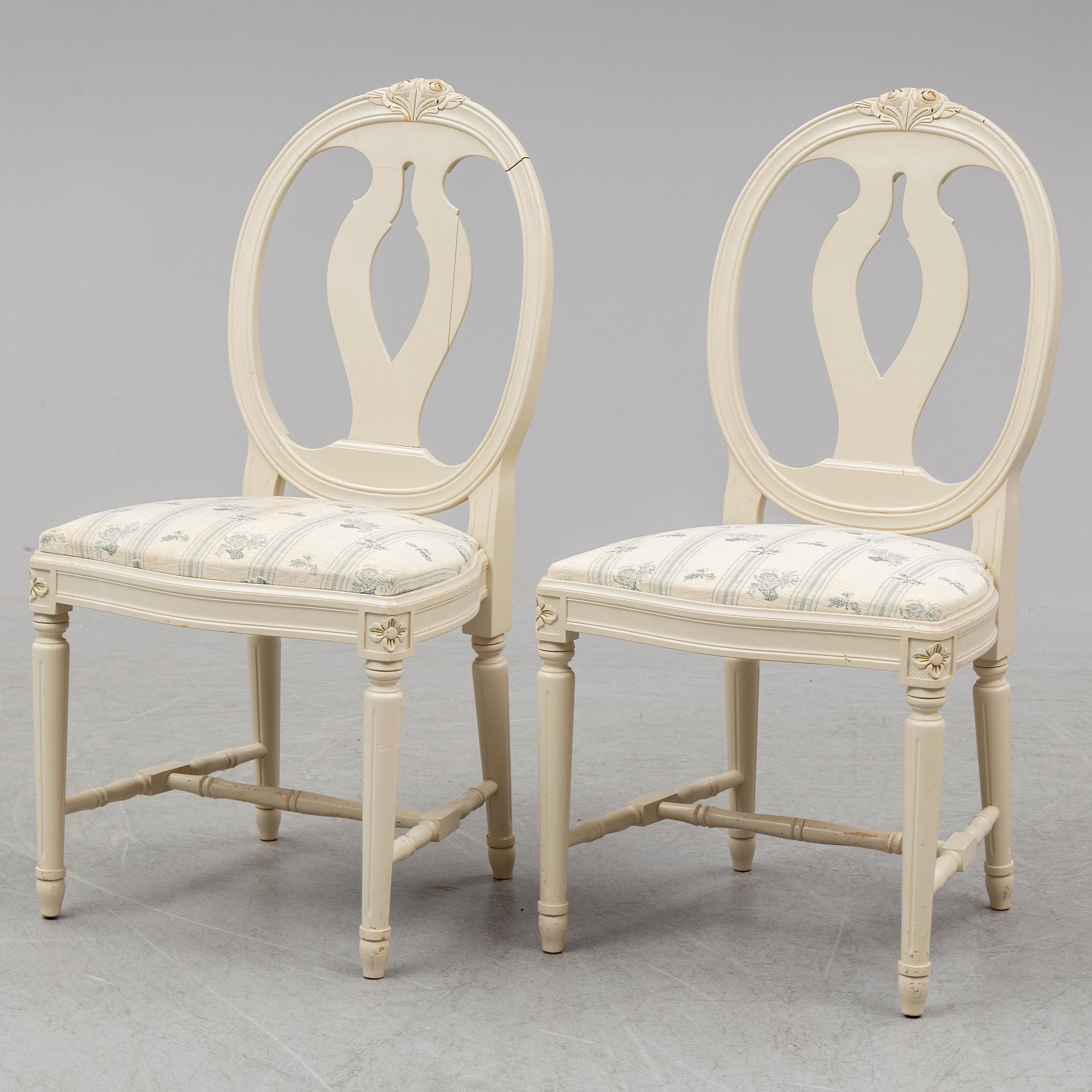 MATBORD SAMT 10 STOLAR, gustaviansk stil, 1900-talets slut.