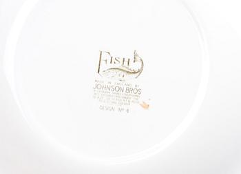 FISKSERVIS, 12 delar, flintgods, Johnson Bros, England.
