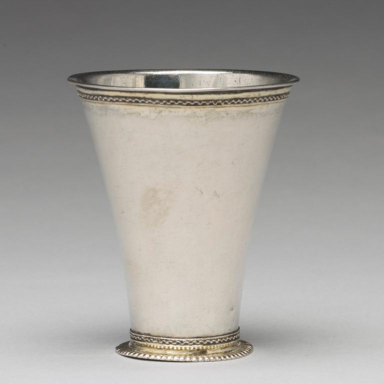 A Swedish 18th century parcel-gilt silver beaker, mark of Erik Lekberg, Nora 1759.