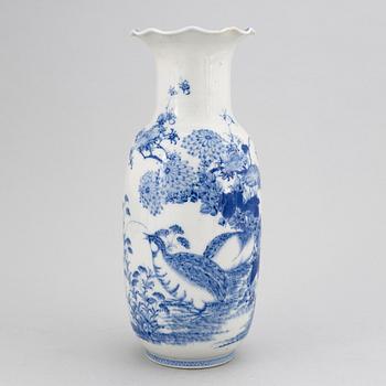 A Japanese blue and white porcelain vase, presumably mid 20th Century.