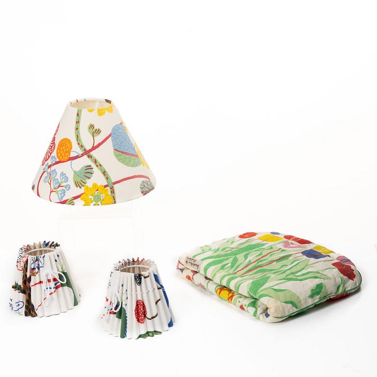 Josef Frank, three lampshades and a tea cosy, Svenskt Tenn.