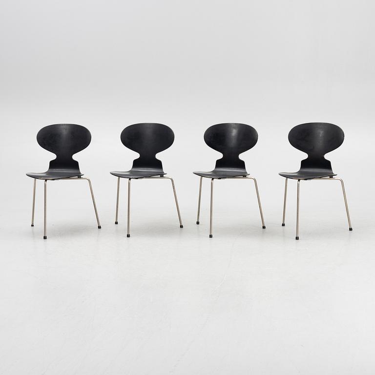 Arne Jacobsen, a set of four 'Myran' chairs, Fritz Hansen, Denmark, mid 20th century.