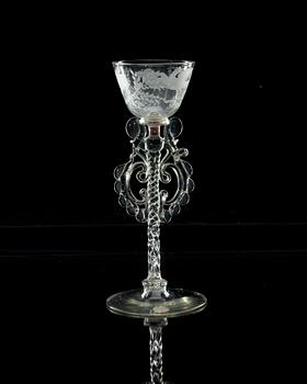 A 'Facon de Venise' goblet, 18th Century, presumably Dutch.