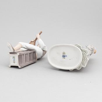 Figuriner, 3 st, porslin, Royal Copenhagen samt Bing & Grøndahl, Danmark.