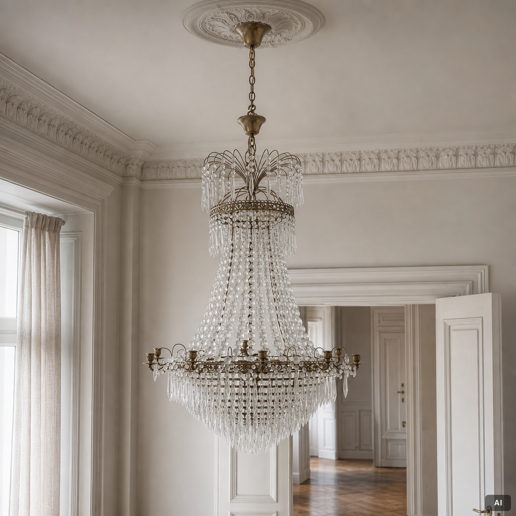 A Gustavian style chandelier, late 20th century.