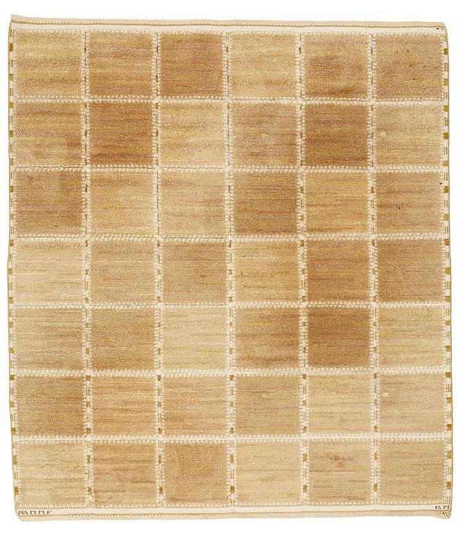 Barbro Nilsson, MATTA, "Gyllenrutan, ljus", reliefflossa, ca 203 x 180,5 cm, signerad AB MMF BN.