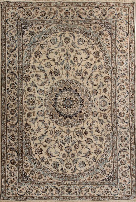An old Nain part silk carpet ca 357 x 246 cm.