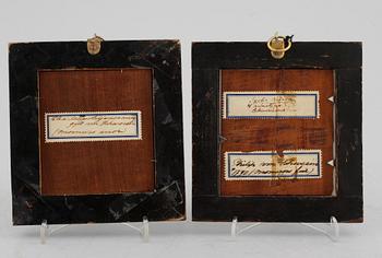 ANDERS GUSTAF ANDERSSON, miniatyrporträtt, 2 st, herrporträttet signerat och daterat 1822.