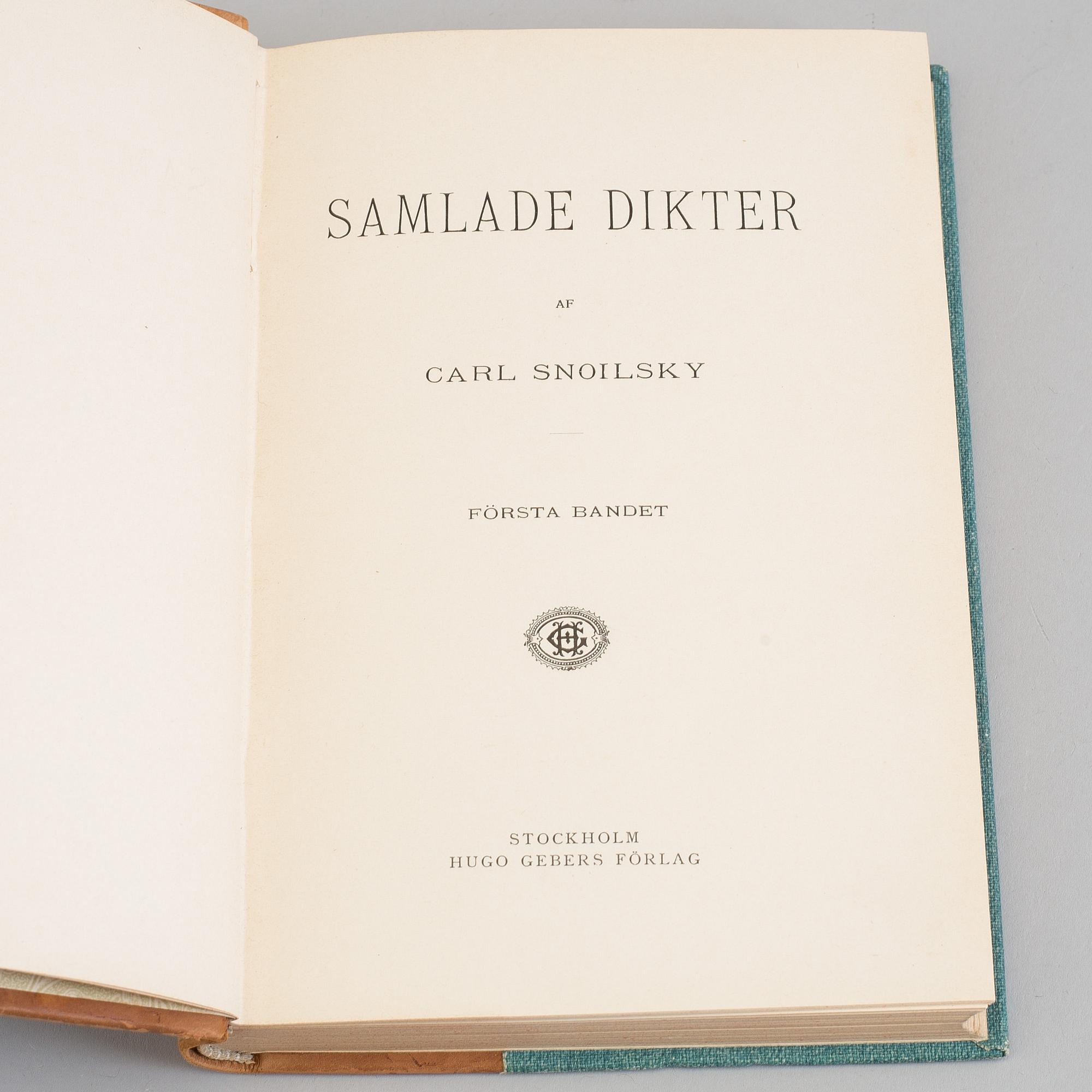 BÖCKER, 5 vol, Samlade dikter af Carl Snoilsky. I-V, 1903.