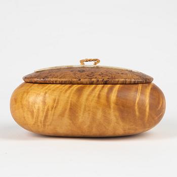 A birch box with lid by Lars Levi Sunna, signed.