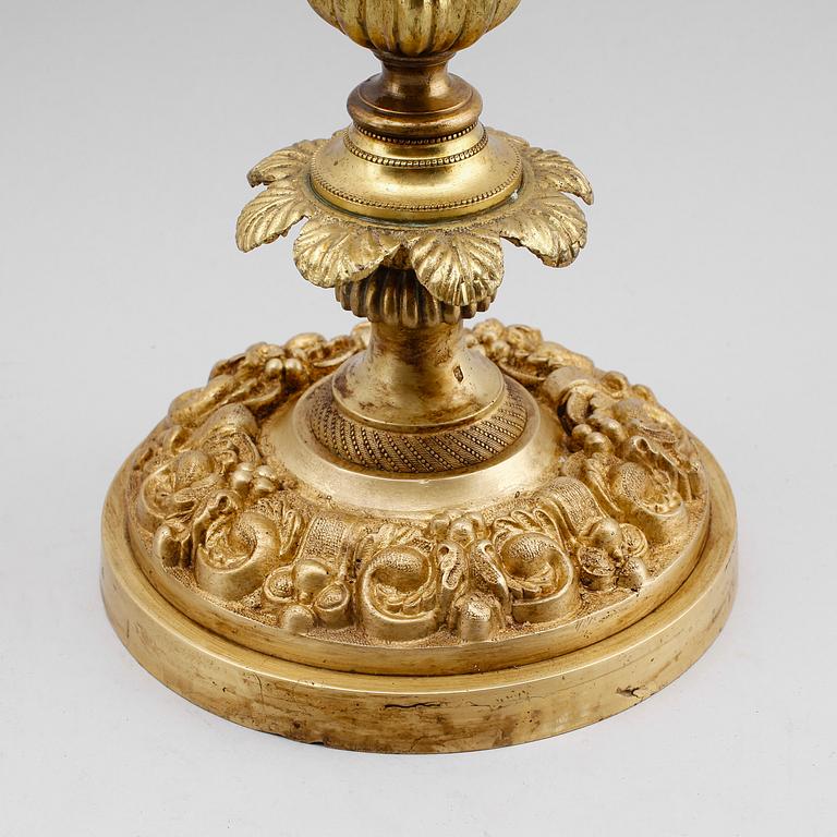 KANDELABRAR, 1 par, brons, senempire, 1800-talets mitt.