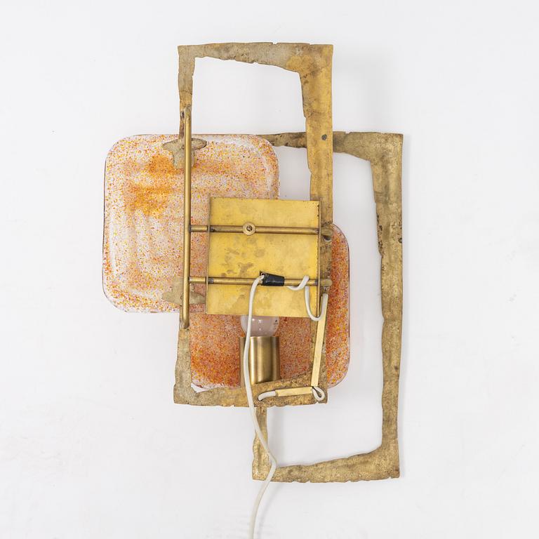 Angelo Brotto, a brass and Murano glass wall light, Esperia, Italy.