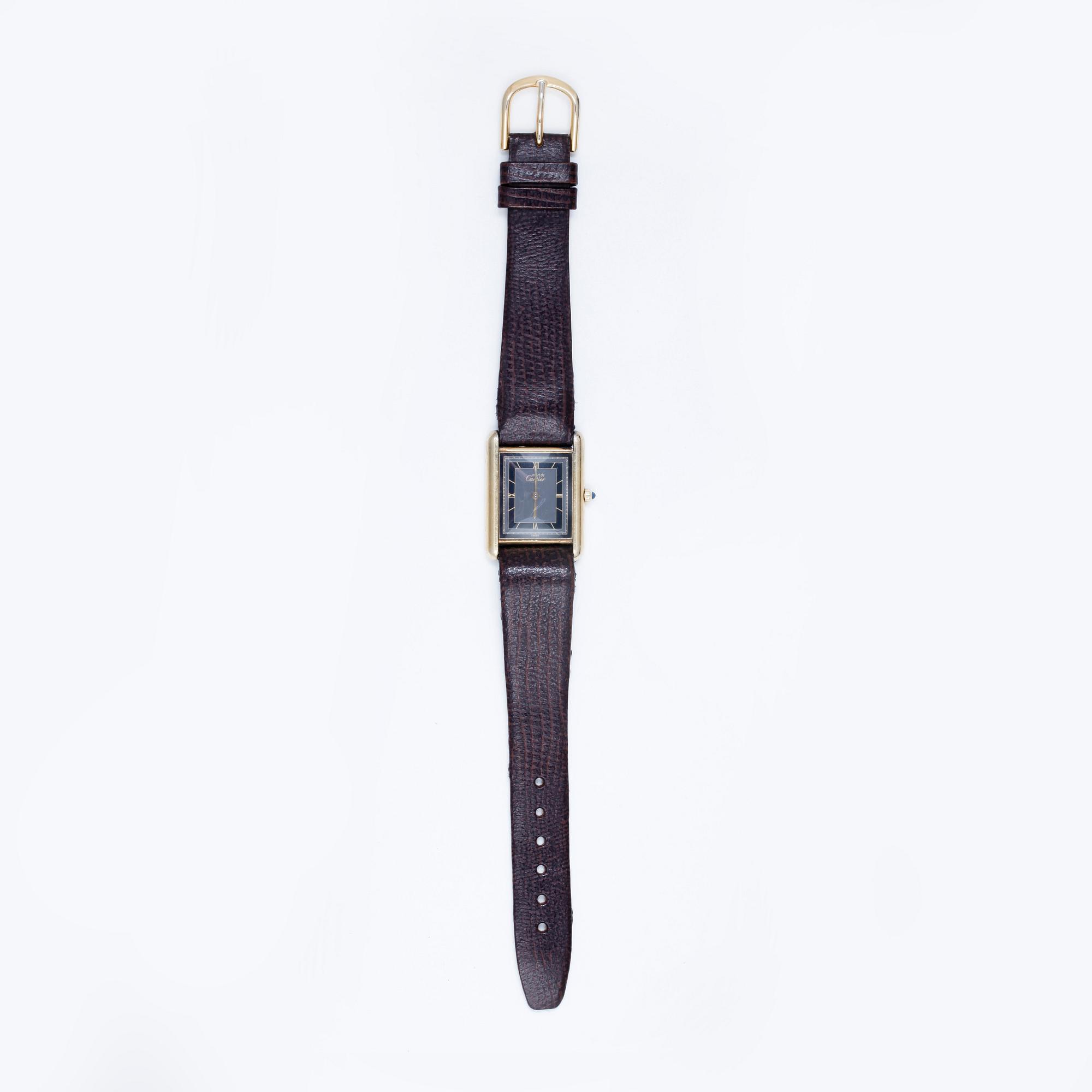 DAMARMBANDSUR, Must de Cartier, Tank, förgyllt silver, 1980/90-tal.