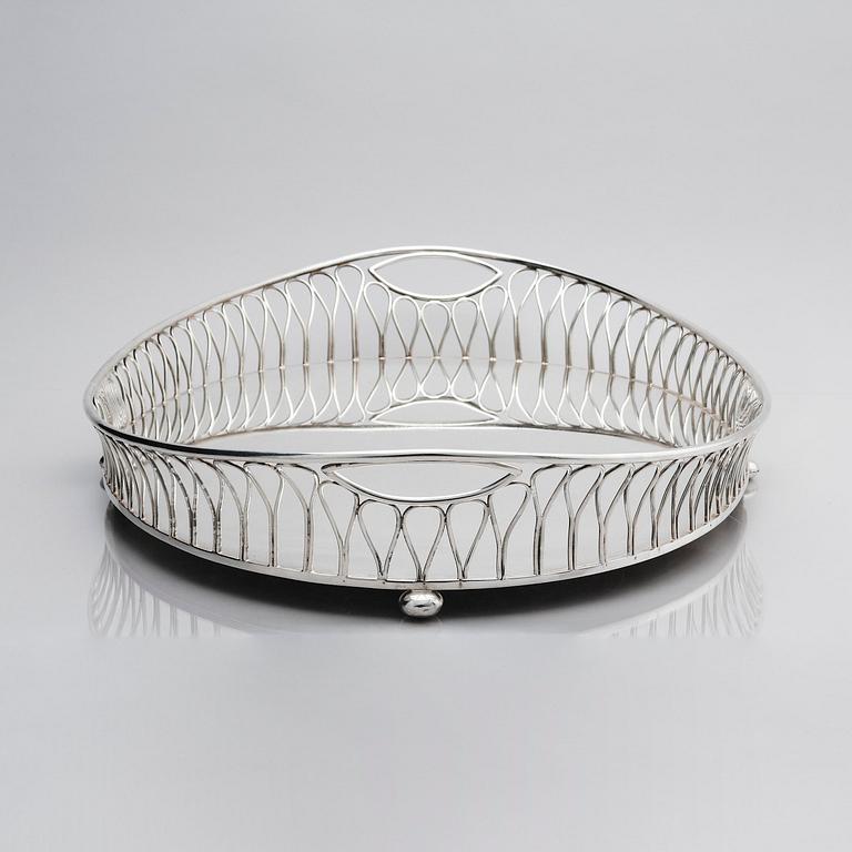 A silver plated tray, mark of company A.G. Dufva, Stockholm, Sweden 20th century.