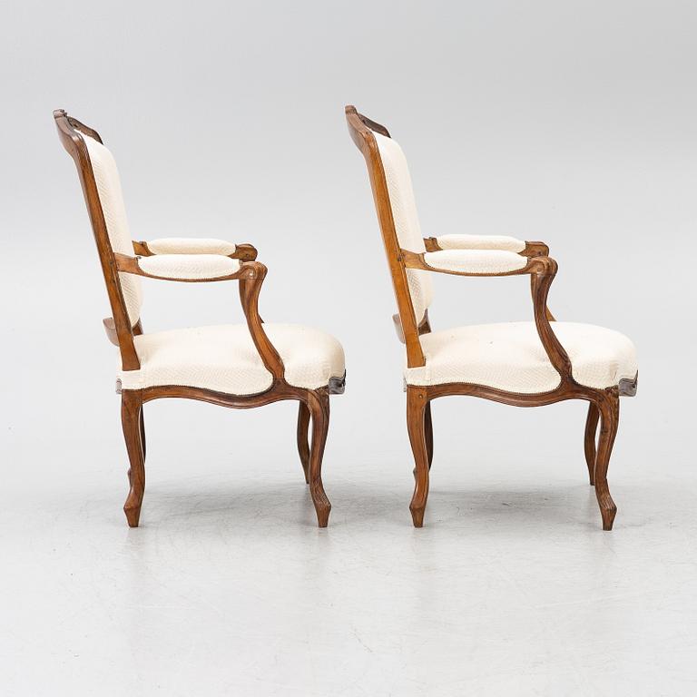 Armchairs, a pair, Rococo, 18th century.