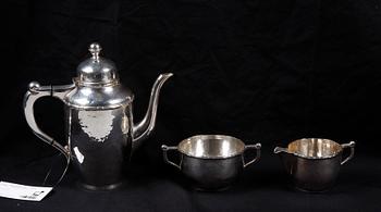 KAFFESERVIS, 3 delar. Silver, Köpenhamn, Danmark, 1920.