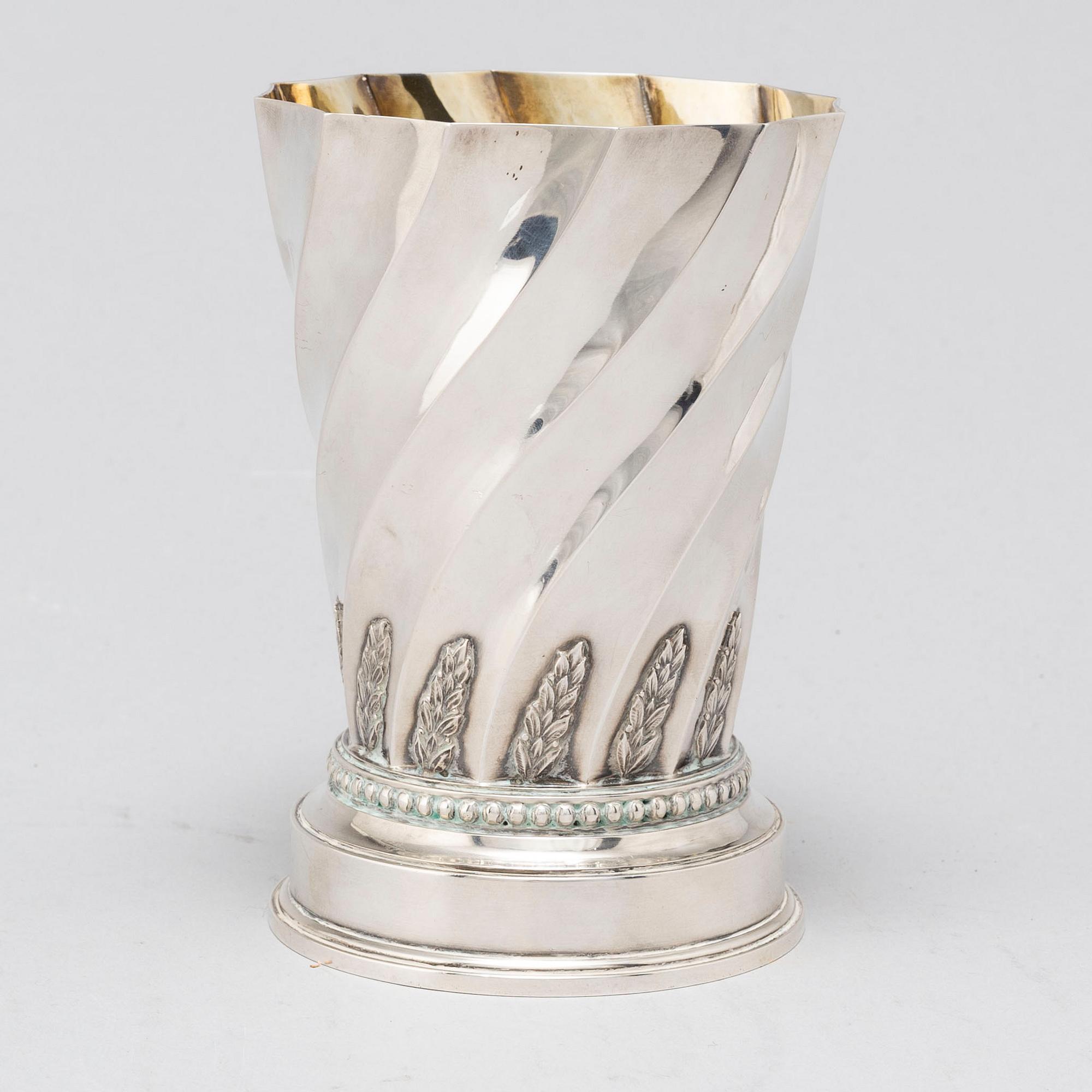 ATELIER BORGILA, a parcel-gilt sterling silver vase from Stockholm, 1949.