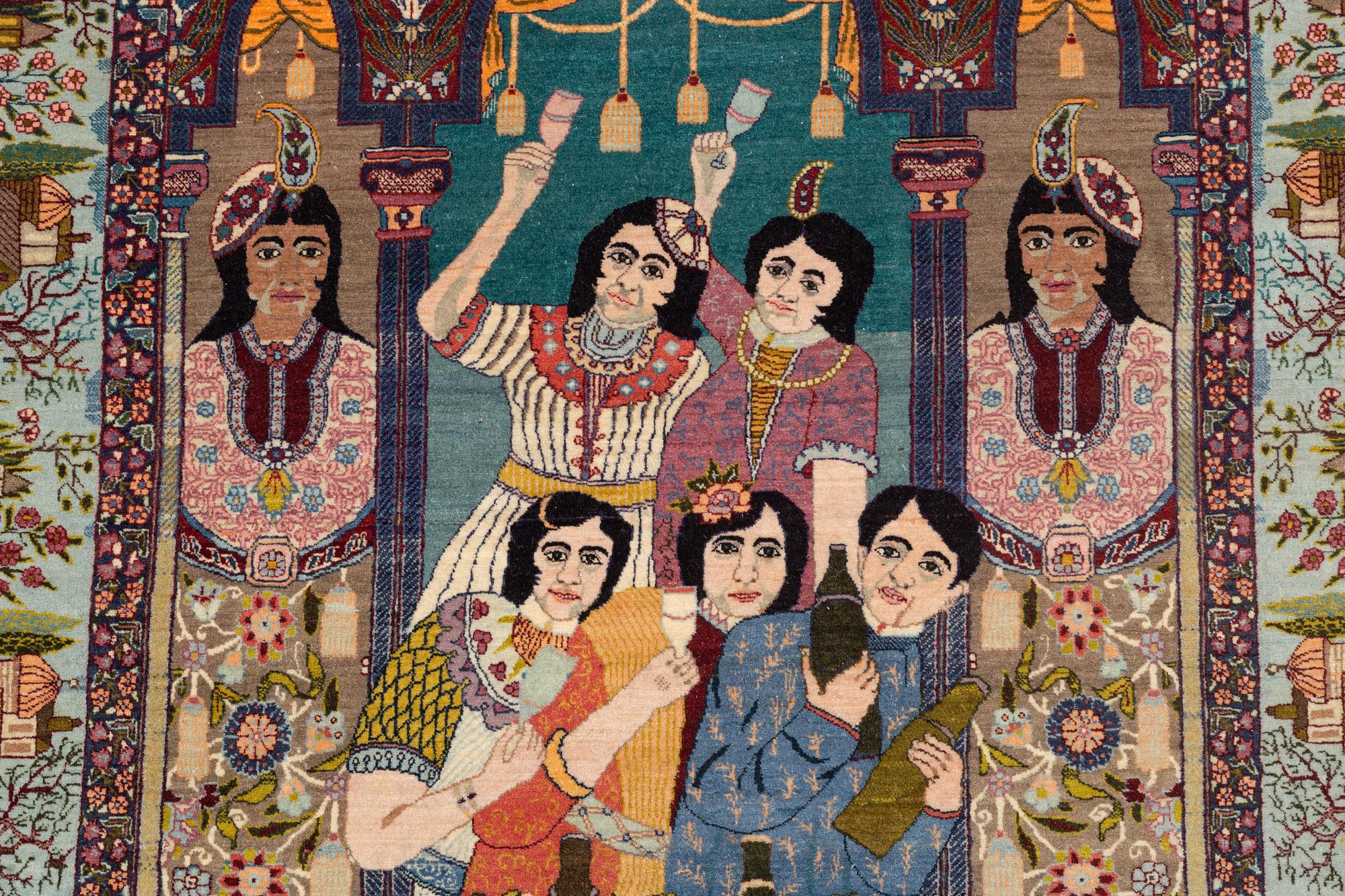 Matta, semiantik, Täbris figural, ca 183 x 137 cm.