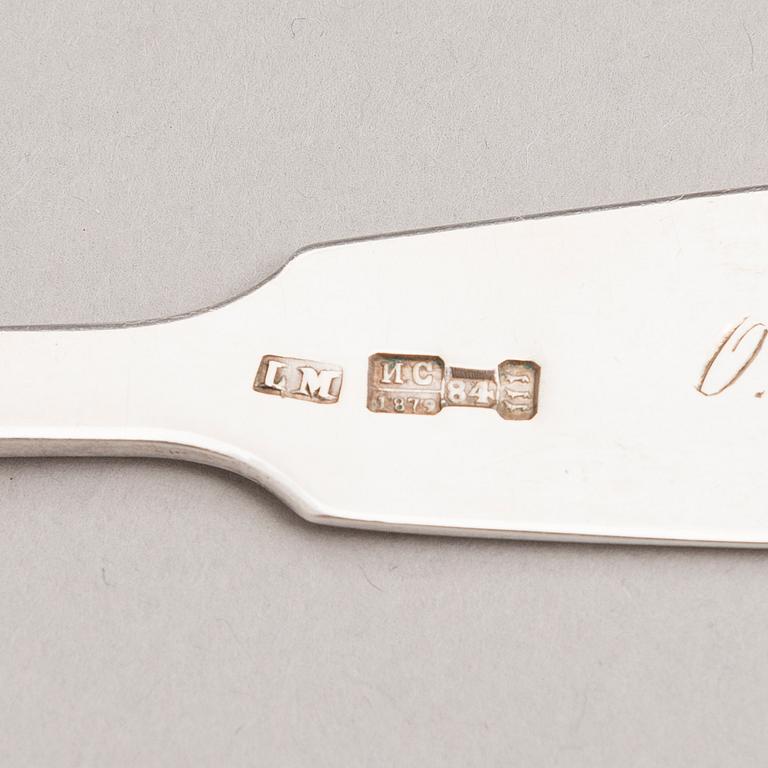 LEOPOLD MICHELSEN, A silver cake server and a knife and fork, Tallinn 1879-81.