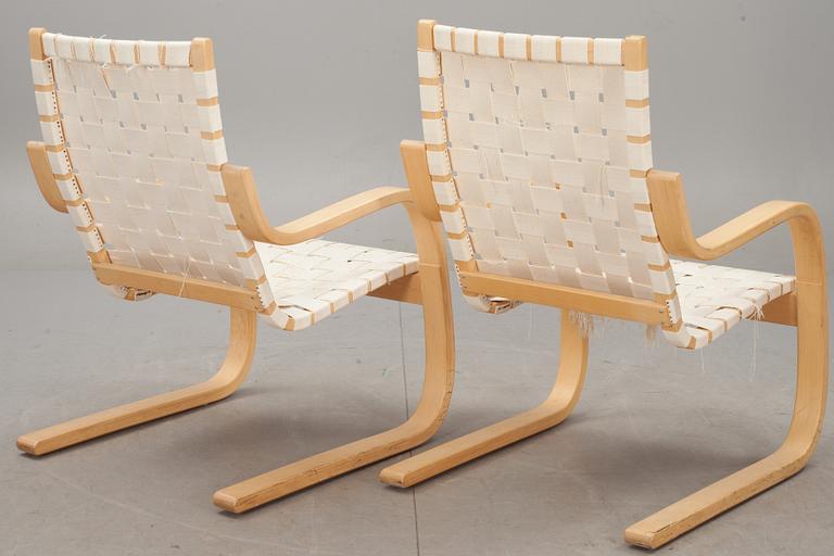 FÅTÖLJER, ett par, "Modell 406", Alvar Aalto, för Artek, Finland.