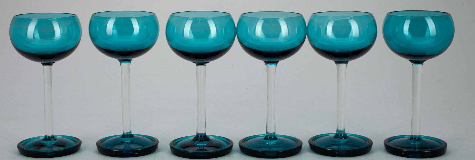 LIKÖRGLAS, 6 st, glas, "Harlekin" Nanny Still, Riihimäen Lasi, 1900-talets mitt.
