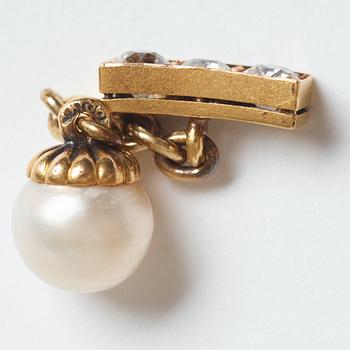 A pair of jewelled, pearl and gold Imperial presentation cufflinks by Constantine Nicholls Ewing, St Petersburg ,