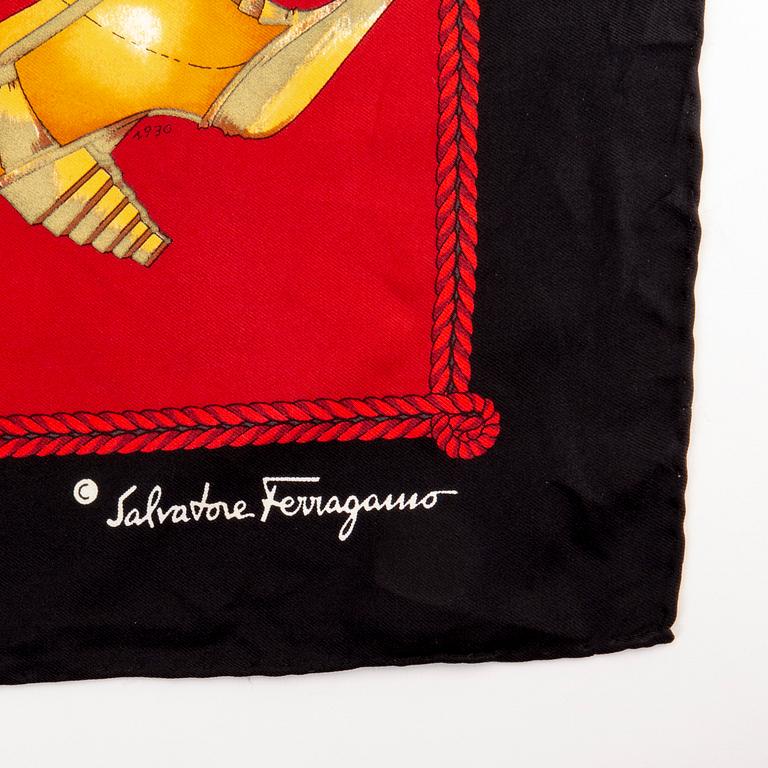 Hermès samt Salvatore  Ferragamo, 2 st scarfsar, 1900-talets andra hälft.