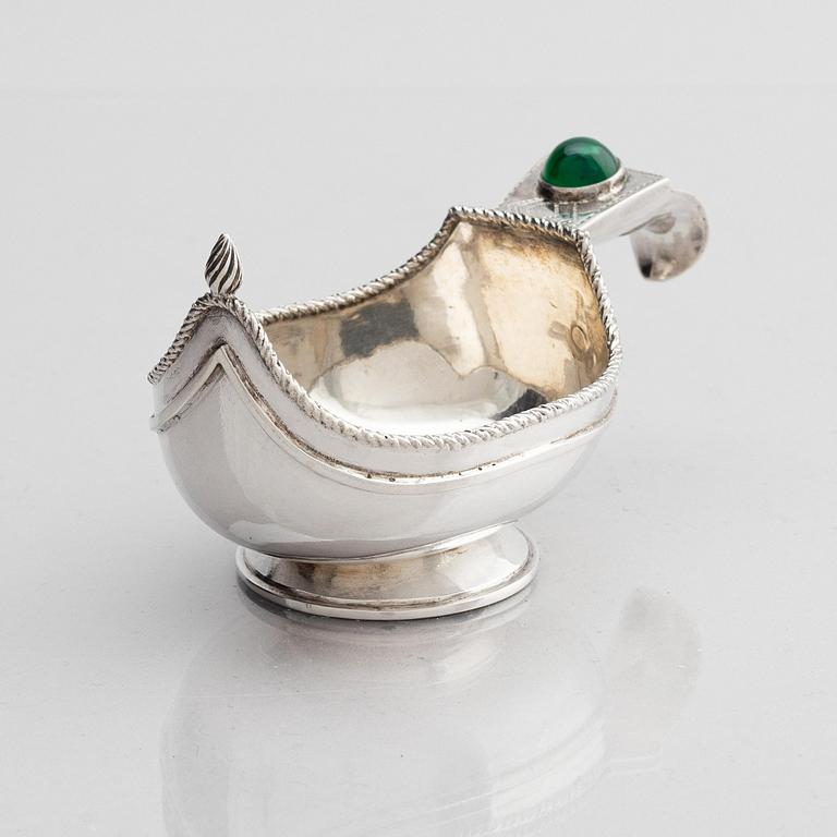 A Latvian silver kovsh, unidentified maker's mark, Latvia circa 1920-1939.