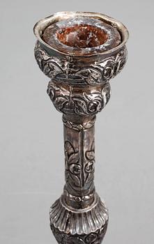 ALTARLJUSSTAKE, silver, barockstil, Tyskland, 1800-tal.