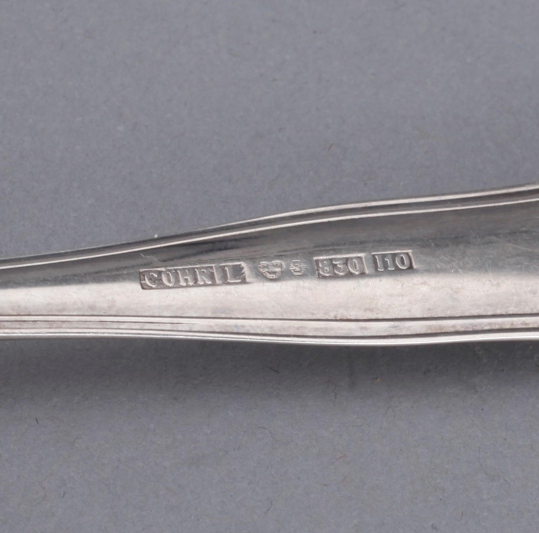 SILVERBESTICK, 90 delar, Sachsisk modell, Cohr och Mema, 1980-/90-tal. Total vikt exkl knivar med stålblad ca 1838 gram.