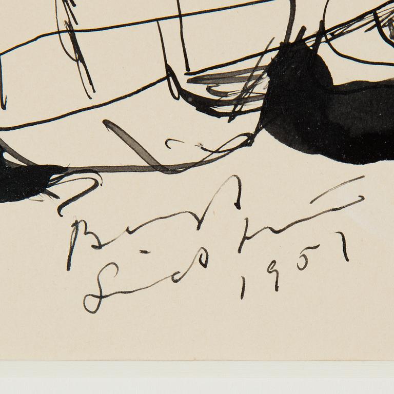 BENGT LINDSTRÖM, tuschteckning, signerad och daterad 1951.
