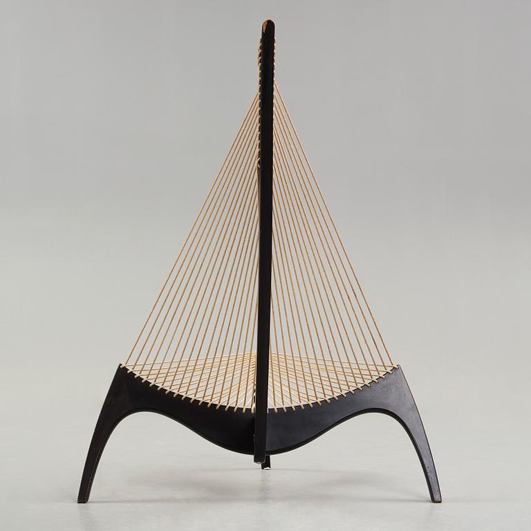 A Jørgen Høvelskov black lacquered 'Harp' chair, Christensen & Larsen, Denmark post 1968.