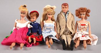 BARBIEDOCKOR, 5 st, Mattel. 1960/70-tal.