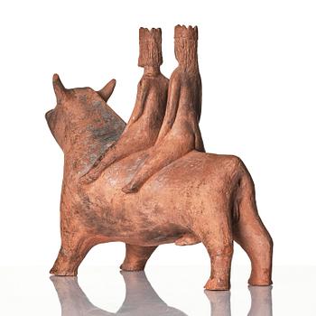 Helga Henschen, "Bröllopsresan", skulptur, terrakotta, egen studio 1950-60-tal.