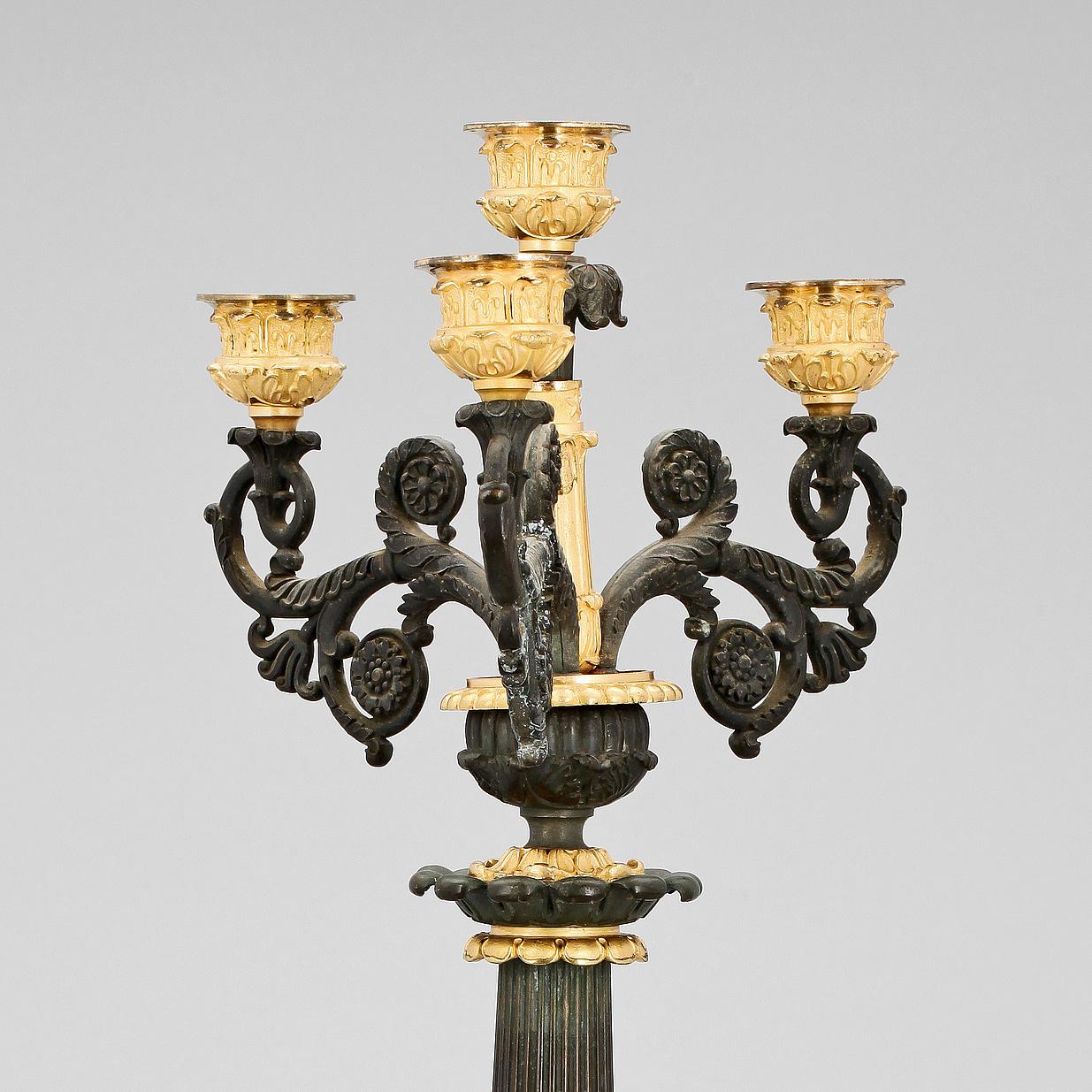 KANDELABER, senempire, Frankrike 1820/1830-tal.