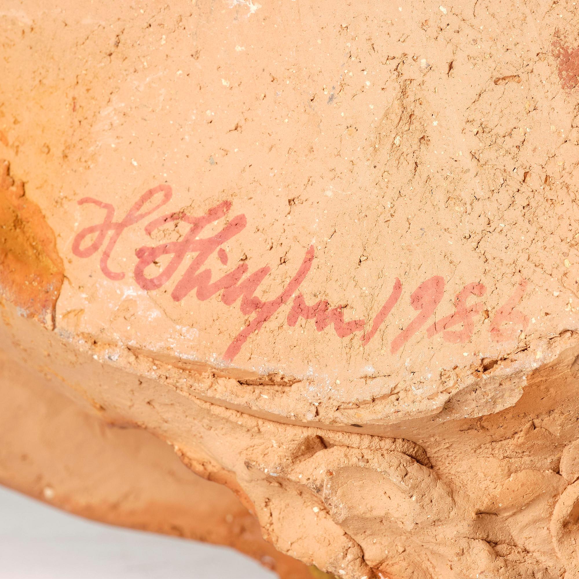 Hertha Hillfon, skulptur, keramik, ansikte, egen ateljé, Stockholm 1986.