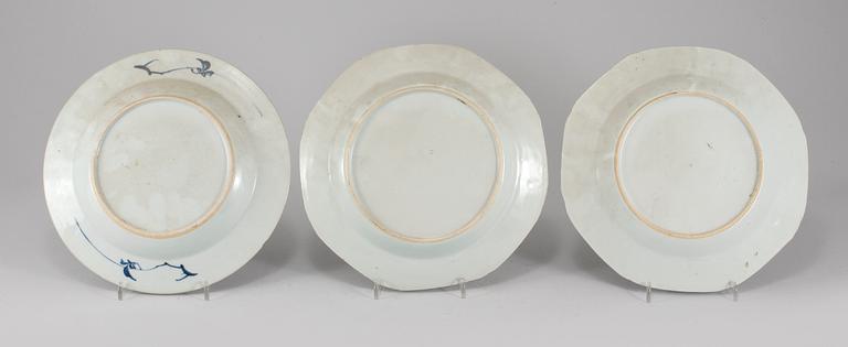 TALLRIKAR, 6 st, porslin, Kina, 1700-tal.