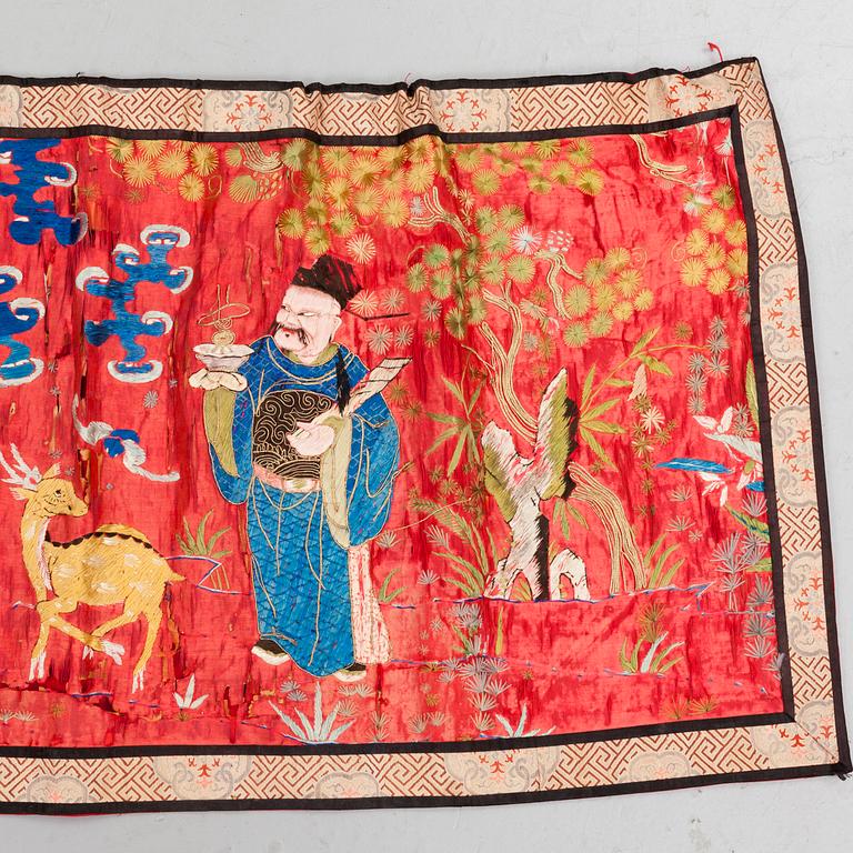 A Chinese embroidery on silk, circa 1900.