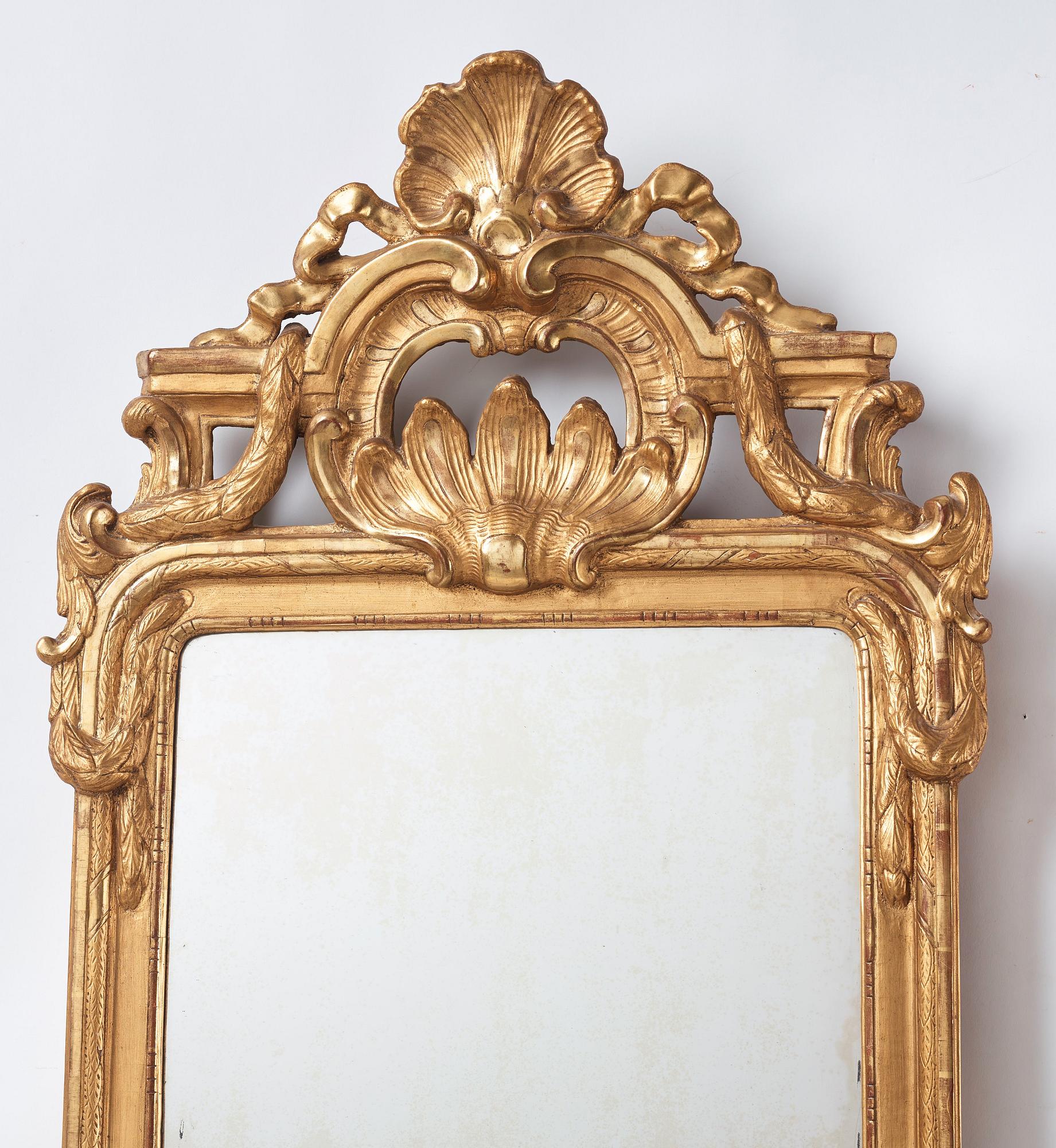 A Transition Rococo/Gustavian 18th century mirror by Johan Åkerblad (master in Stockholm 1758-1799).