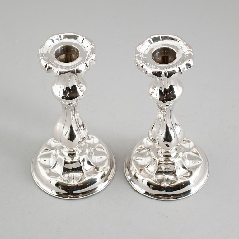 LJUSSTAKAR, 1 par, silver, svenska stämplar 1854.